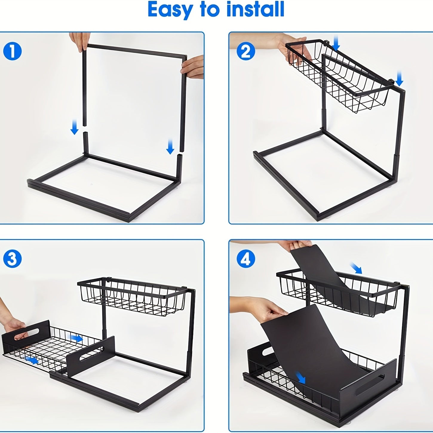 2 Tier Sliding Cabinet Basket Organizer