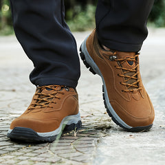Men's Solid Hiking Shoes Non Slip Lace Up Sneakers