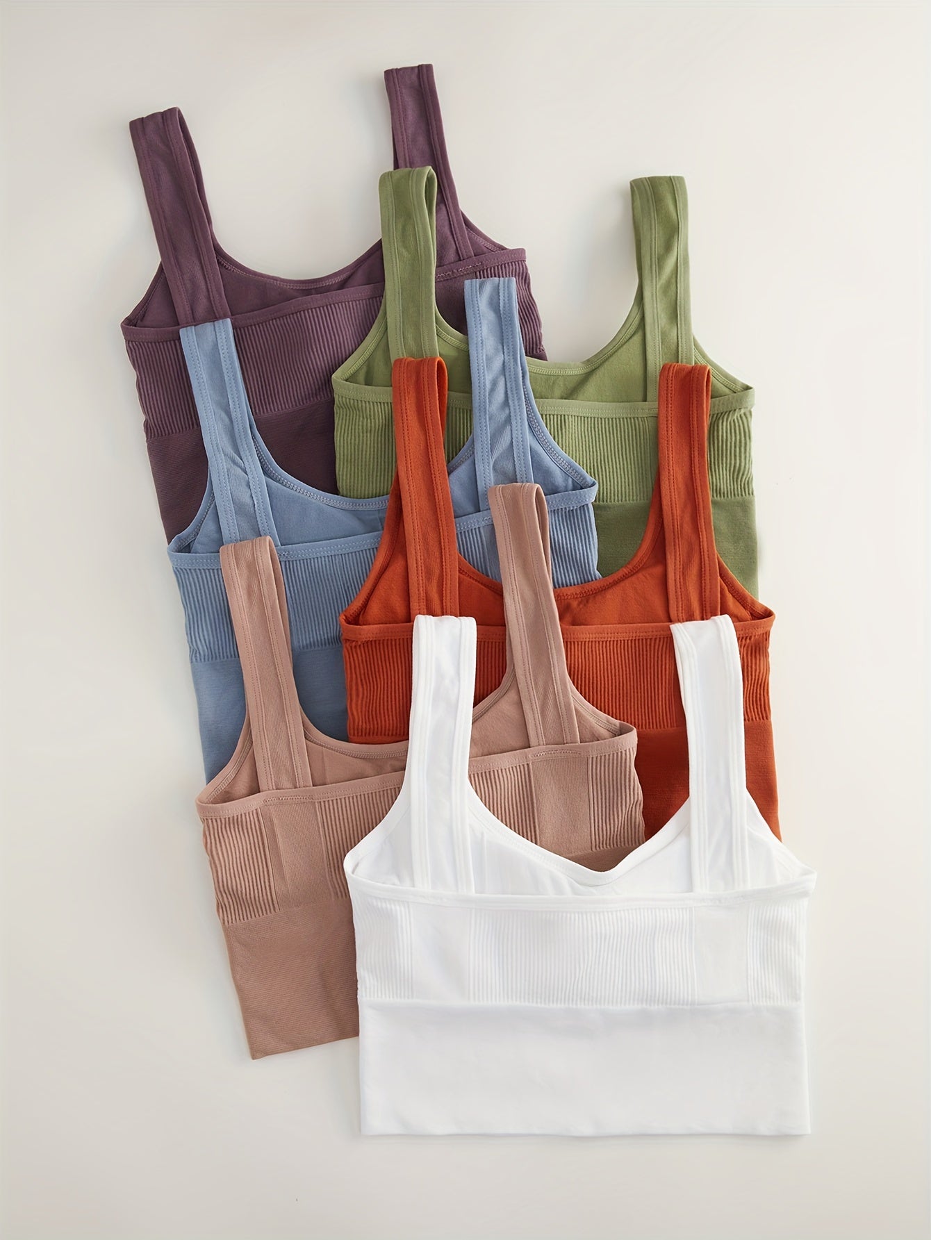 6pcs Wireless Sports Bras Breathable Running Workout Tank Bra Women's Lingerie