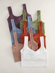 6pcs Wireless Sports Bras Breathable Running Workout Tank Bra Women's Lingerie