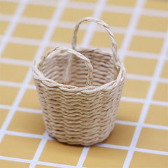 Set of Handcrafted Raffia Woven Baskets for Dollhouse Decor