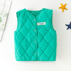 Kids Solid Alphabet Warm Vest Autumn And Winter