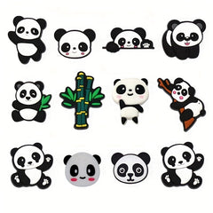 10Pcs Panda Shoe Charms for Clogs Jigs Slides Sandals PVC Shoe Decorations
