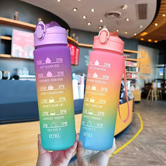 900ML Gradient Sports Water Bottle with Time Marker Stickers