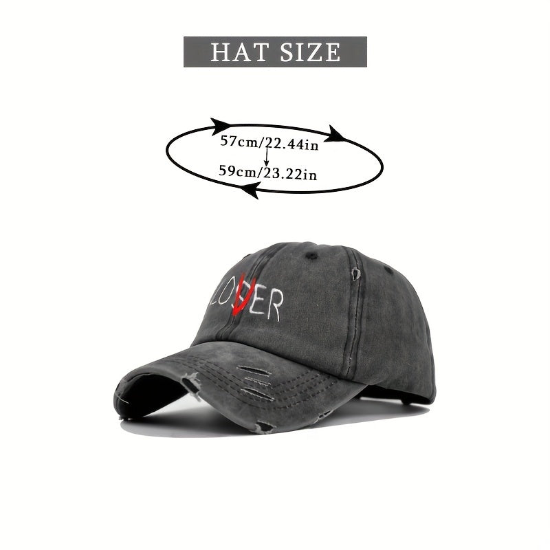 LOSER Embroidery Ponytail Baseball Cap Washed Distressed Ripped Cotton Sun Hat