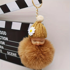 Sleeping Doll Plush Key Chain Wool Hat Car Pendant