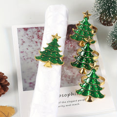 4pcs Christmas Tree Napkin Rings for Holiday Table Decoration