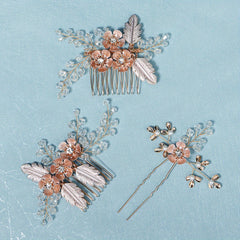 Bridal Crystal Flower Hair Comb Set