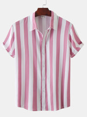 Mens Beach Style Stripe Painting Short Sleeve T-Shirt