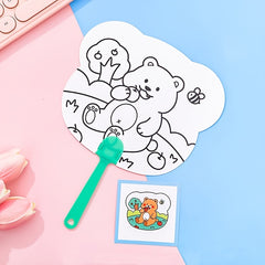 Cartoon Paper Fan Diy Painting Blank Hand painted Fan Graffiti Round Fan