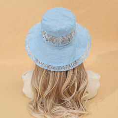 Lace Stitching Mesh Bucket Hat Wide Brim Thin Basin Hat
