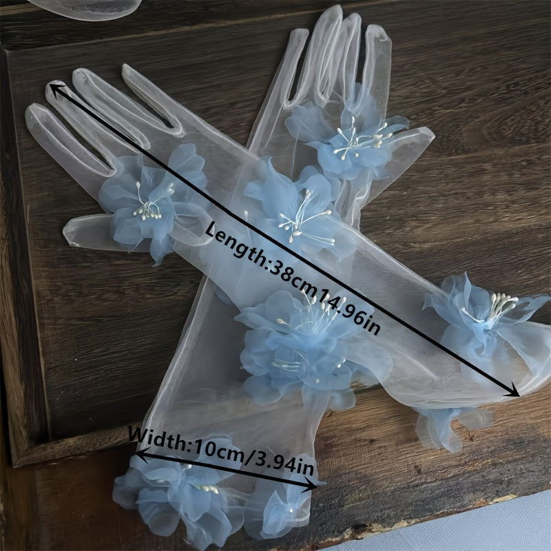 Floral Design Wedding Gloves for Photography Selfies