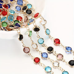 1 Meter Mixed Crystal Zircon Bezel Charms Beads Chain DIY Necklace Bracelet