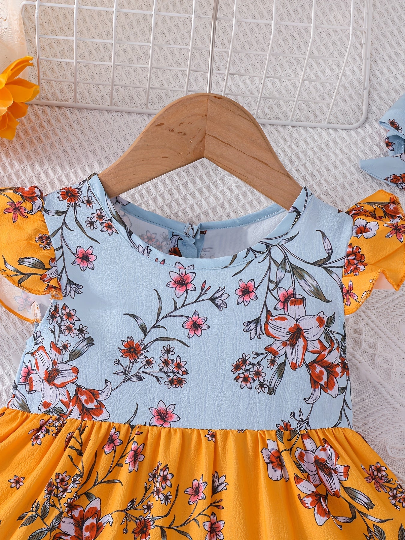 Flutter Sleeve Floral Dress Kids Baby Girls Summer Dress Up