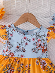 Flutter Sleeve Floral Dress Kids Baby Girls Summer Dress Up