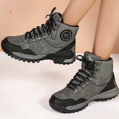 High Top Wear Resistant Hiking Boots Lace Up Thick Sole Trekking Shoes