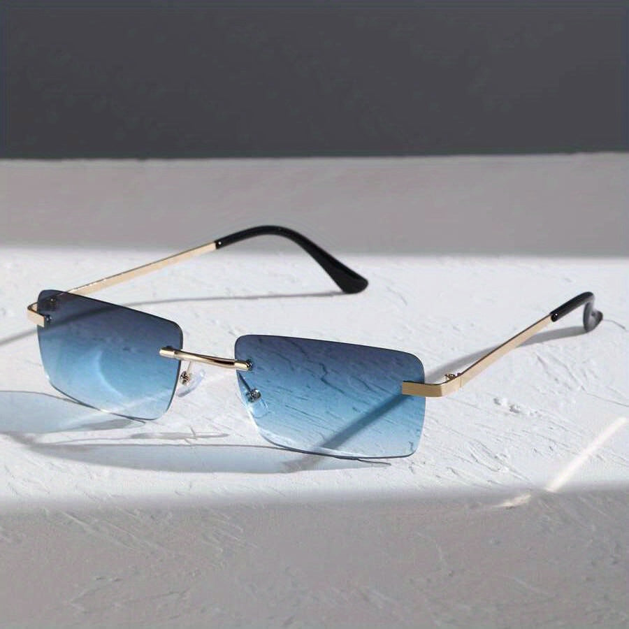 Men's Square Rimless Glasses Vintage Sunglasses