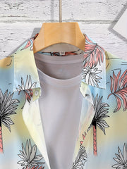 Colorful Beach Pattern Hawaiian Shirt for Summer Vacation