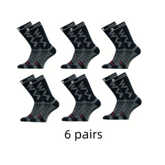 6 Pairs Men's Crew Socks Comfy Casual Unisex Outdoor Nylon Blend
