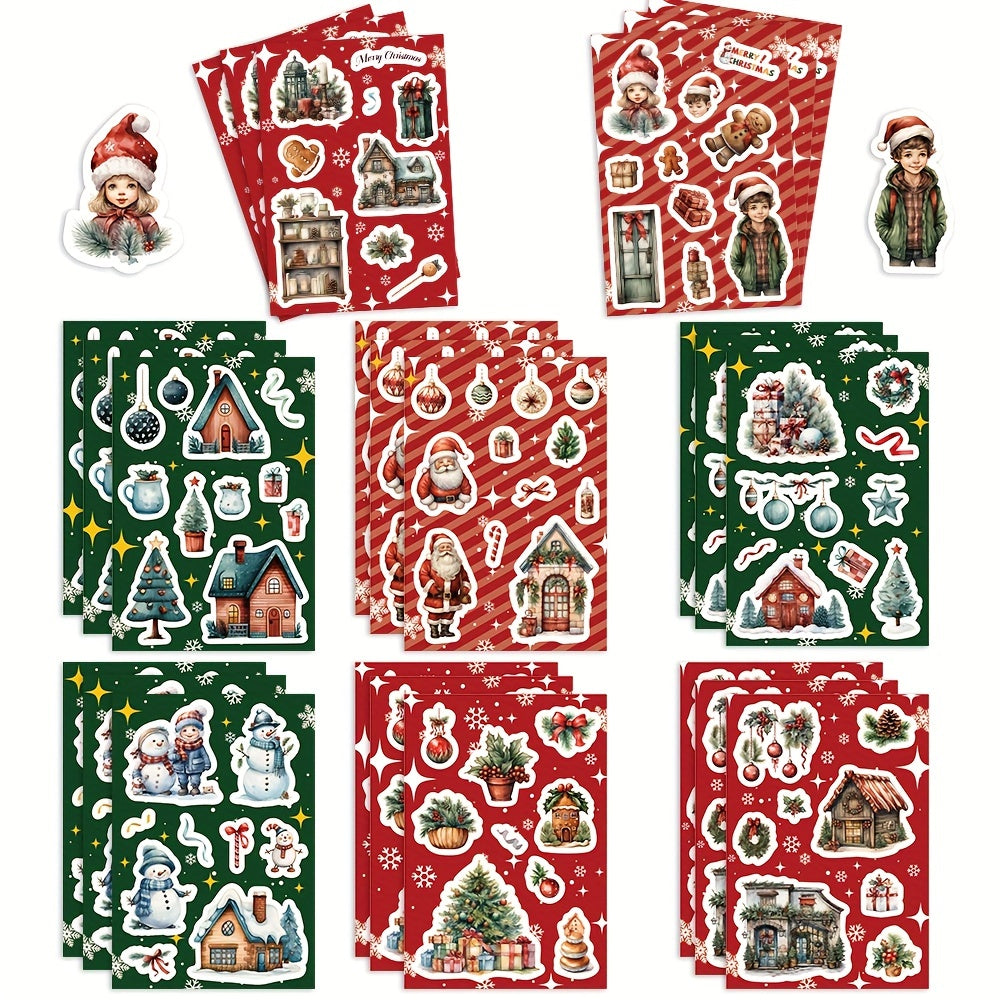 8pcs Christmas Assembled Stickers for Mobile Phone Holiday Journal Decoration