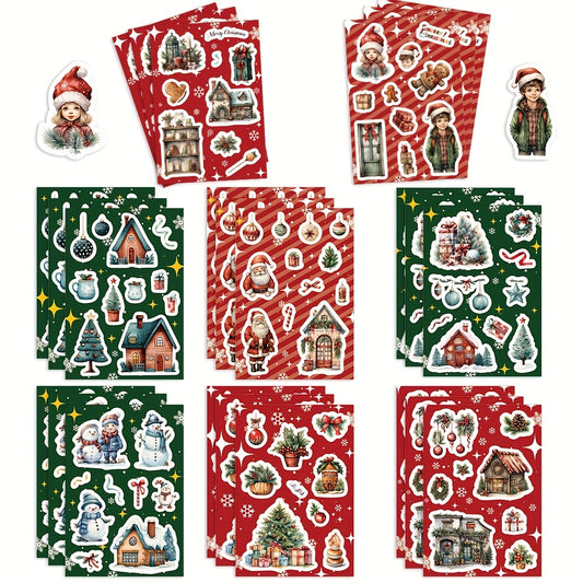 8pcs Christmas Assembled Stickers for Mobile Phone Holiday Journal Decoration