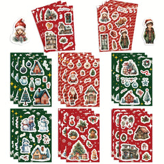 8pcs Christmas Assembled Stickers for Mobile Phone Holiday Journal Decoration