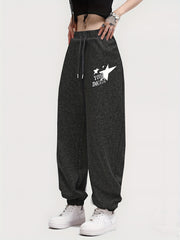 Women's Personality Print Sweatpants Casual Drawstring Sports Pants