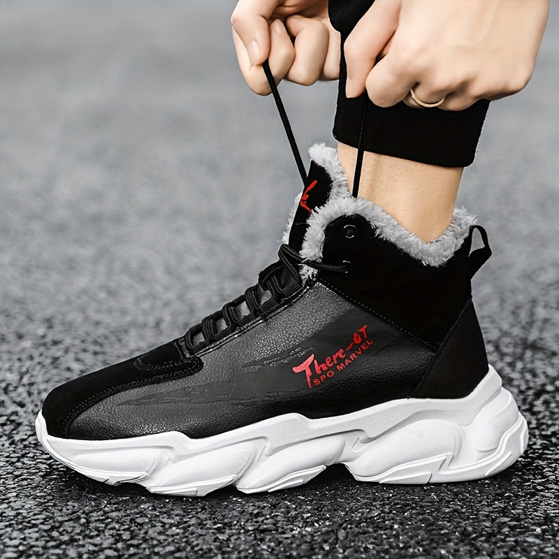 Men's Thermal Lace-Up Sneakers with Fuzzy Lining