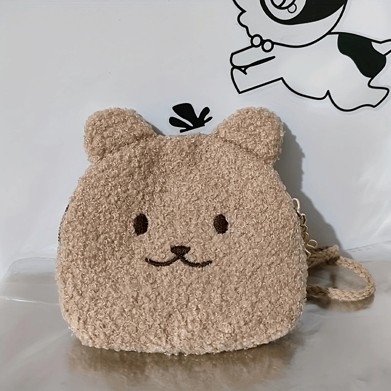 Bear Plush Crossbody Bag Small Animal Plush Coin Purse For Girls