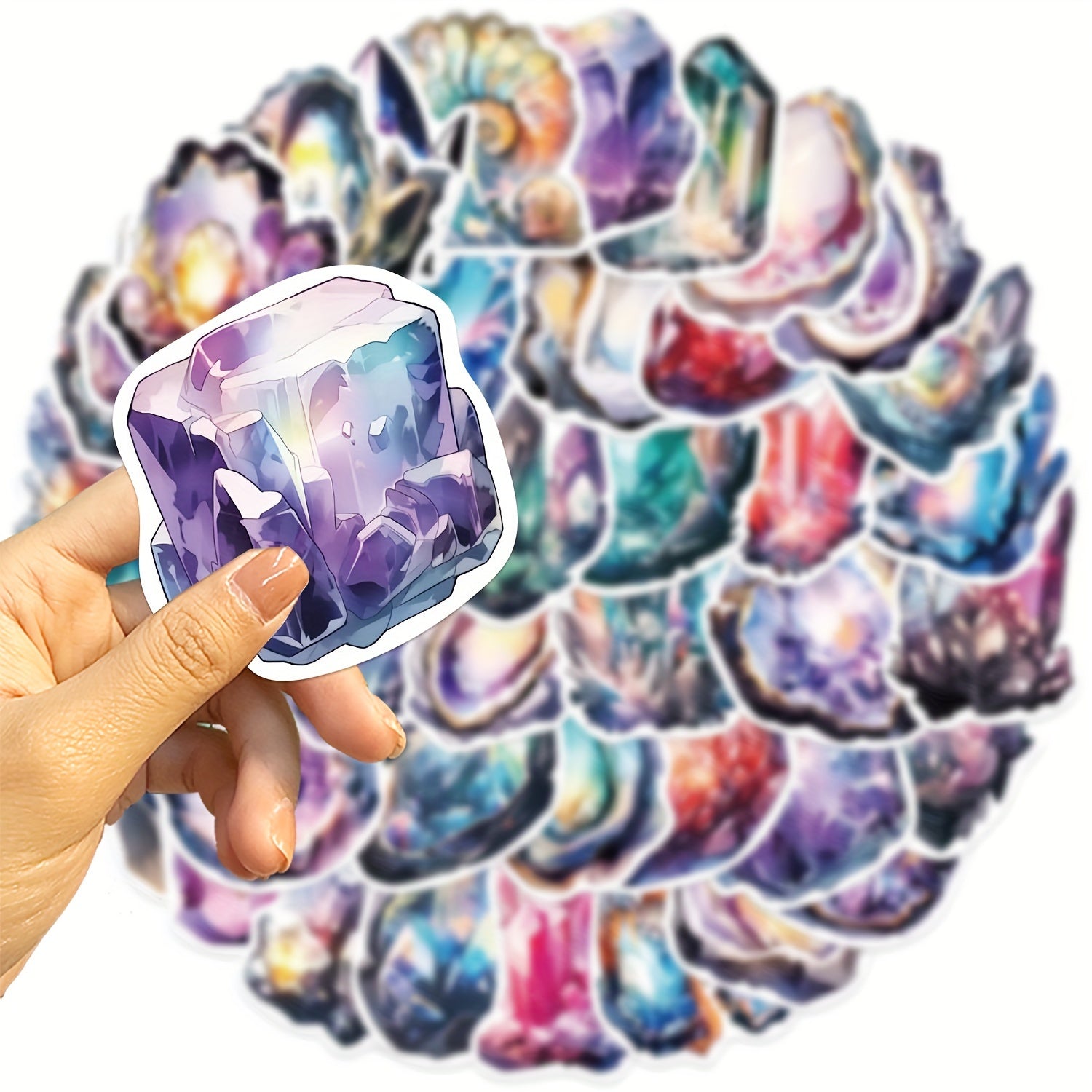 50pcs Quartz And Crystal Series Graffiti Stickers DIY Handbook Sticker Pack