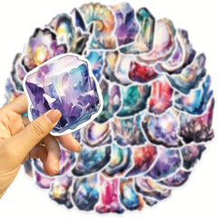 50pcs Quartz And Crystal Series Graffiti Stickers DIY Handbook Sticker Pack