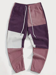 Men's Corduroy Joggers Sweatpants with Drawstring - Casual Block Pants