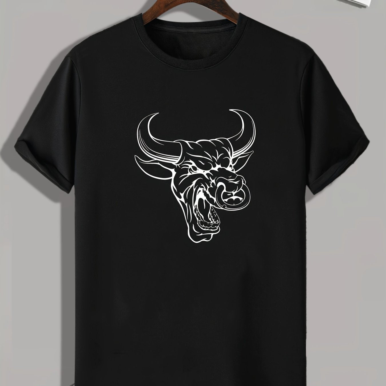 Bull Print Men's Graphic T shirt Casual Comfy Tees For Summer Mens Clothing