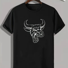Bull Print Men's Graphic T shirt Casual Comfy Tees For Summer Mens Clothing