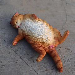 Realistic Sleeping Persian Cat Plush Toy Soft PVC Stuffed Animal