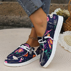 Halloween Pumpkin Ghost Pattern Slip On Loafers Shoes