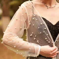 Long Bridal Shawl Faux Pearl Wedding Accessories for Women
