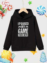 Paused Game To Be Here Print Girls Hooded Sweatshirt