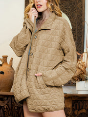 Women's Solid Lapel Button Jacket Long Sleeve
