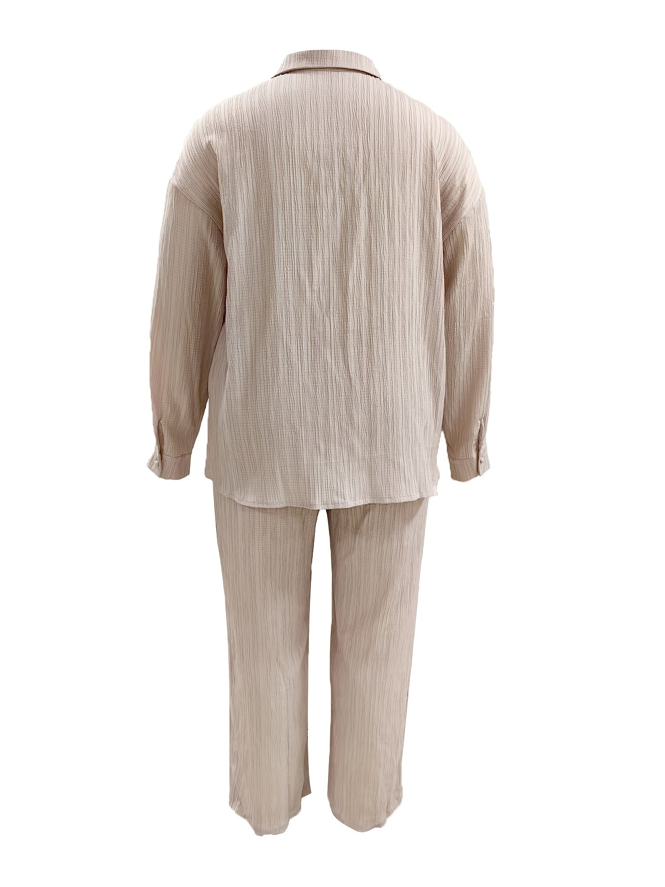 Casual 2 Piece Set Solid Blouse & Wide Leg Pants