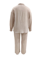 Casual 2 Piece Set Solid Blouse & Wide Leg Pants