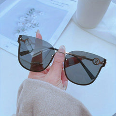 Semi Rimless Sunglasses Gradient Lens Metal Temple Beach UV400
