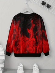 Kids Flame Elements 3D Print Tee Shirt Loose Sports Top