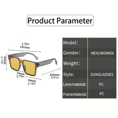 Oversized Square Sunglasses Flat Top One piece Punk Casual Eyewear UV400