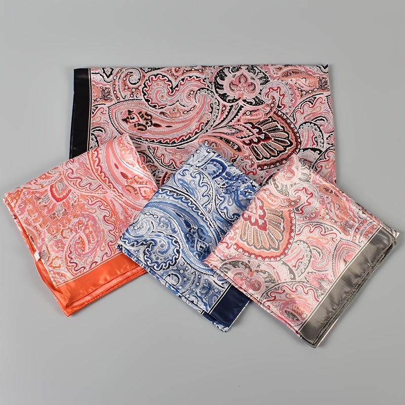 Flower Scarf Bandana Womens Silk Head Scarf Casual Floral Print Square