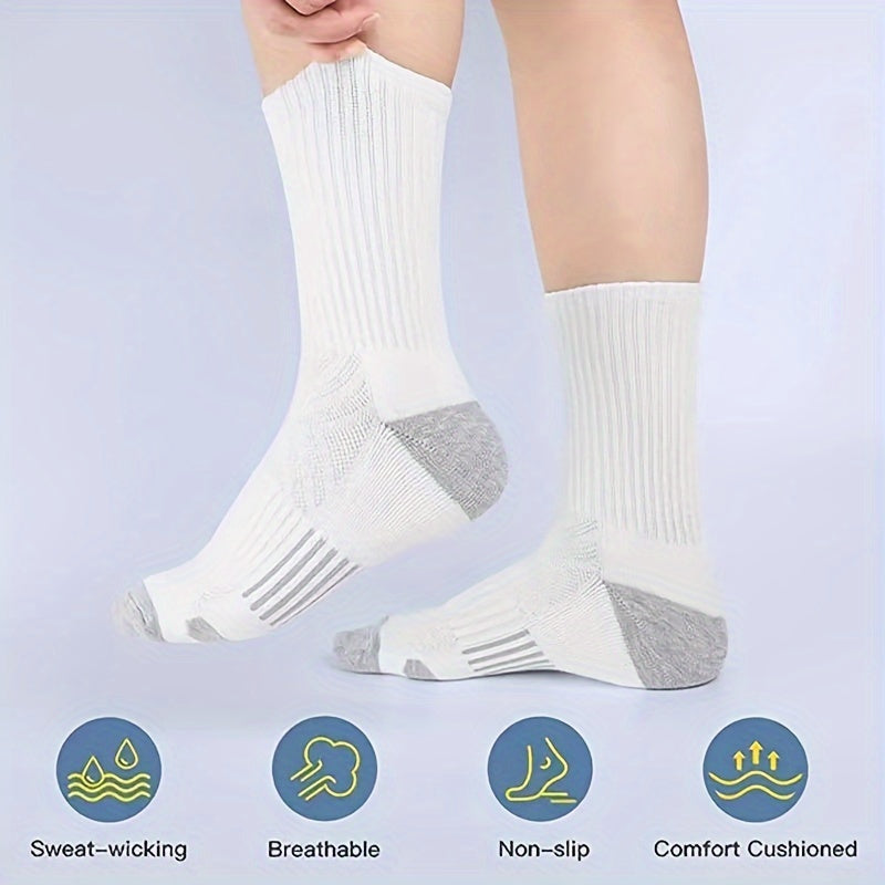 3 Pairs Men's Mid Crew Sport Socks - Sweat Absorbing, Comfy, Breathable