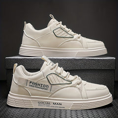 Men's PU Leather Skate Shoes Breathable Lace up Sneakers