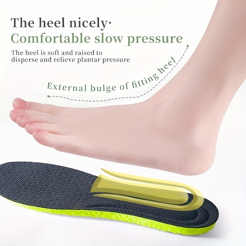 Green Sports Shock Absorption Insoles High Elastic Running Insoles