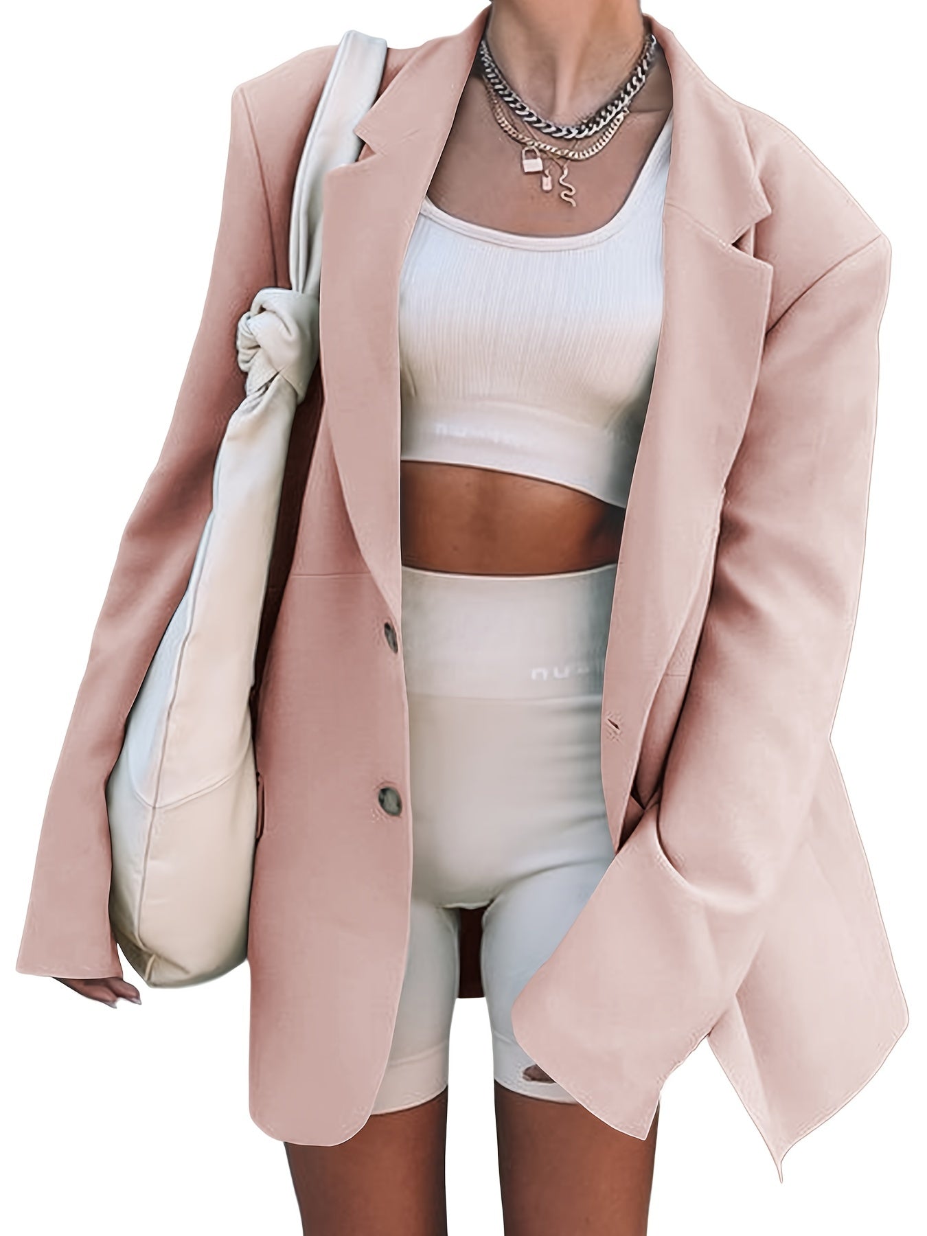 Oversized Lapel Neck Blazer Casual Long Sleeve Blazer for Women
