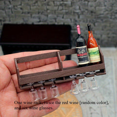Dollhouse Wine Rack & Cup Holder - Hanging Wine Cabinet